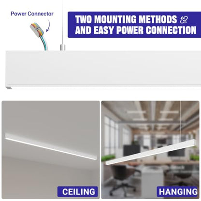 JTT 8FT LED Linear Light White, 100/80/60W 8' Linkable Office Light 2Pack - color: White 2 Pack（8FT）