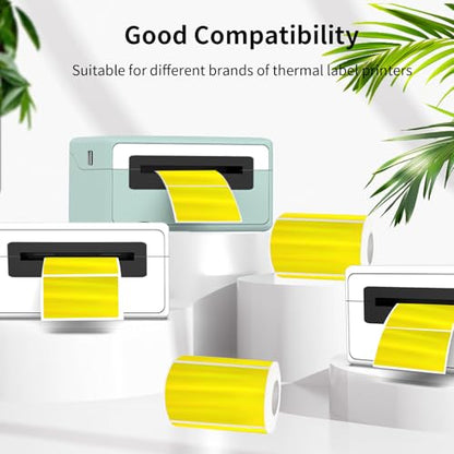 3x2 Inch Holographic Thermal Labels, Yellow Direct Thermal Stickers Label, Self-Adhesive Thermals Printer Sticker Labels, Perforation Line Design- 200Pcs - color: Holographic Yellow-1, size: 2*3 inch