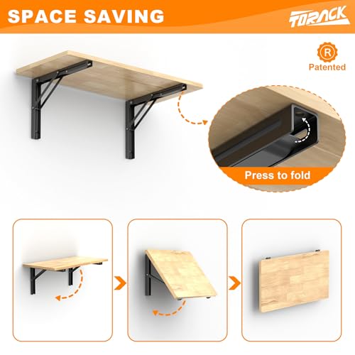 TORACK Heavy Duty Wall Mounted Folding Workbench, Collapsible Wall Table | Folding Wall Desk for Garage, Workshop, Holds up to 150 lbs, Size: 31.5 x 15.75 in - size: 31.5x15.75 inch