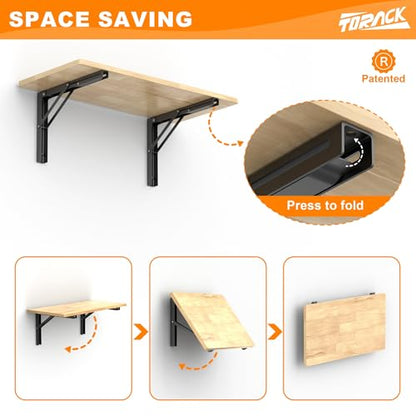 TORACK Heavy Duty Wall Mounted Folding Workbench, Collapsible Wall Table | Folding Wall Desk for Garage, Workshop, Holds up to 150 lbs, Size: 31.5 x 15.75 in - size: 31.5x15.75 inch