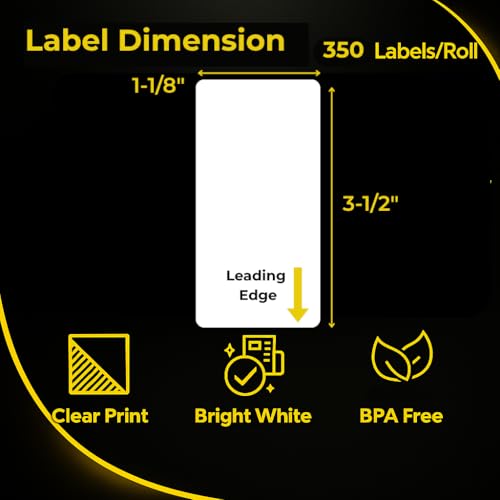 24 Rolls Thermal Address Labels Compatible for Dymo 30252 (1 1/8" x 3 1/2") | 8400 Pcs White Multipurpose Labels Perforated Fits for Labelwriter 450, 450 Turbo, 4XL Printers (NOT for 550, 5XL) - size: 1 1/8” x 3 1/2” - 30252