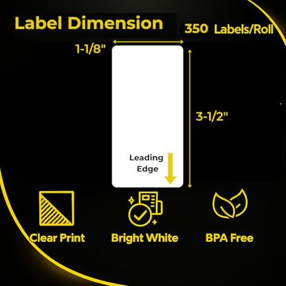 24 Rolls Thermal Address Labels Compatible for Dymo 30252 (1 1/8" x 3 1/2") | 8400 Pcs White Multipurpose Labels Perforated Fits for Labelwriter 450, 450 Turbo, 4XL Printers (NOT for 550, 5XL) - size: 1 1/8” x 3 1/2” - 30252