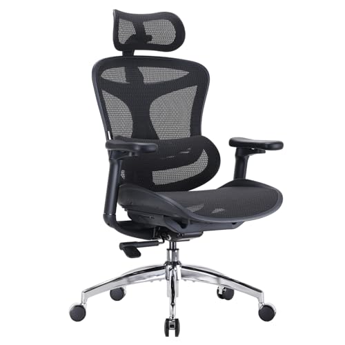 SIHOO Doro C300 Ergonomic Office Chair with Ultra Soft 3D Armrests | Dynamic Lumbar Support for Home Office Chair, Adjustable Backrest Desk Chair, Swivel Big & Tall Computer Chair, Black - color: Black, size: Pack of 1