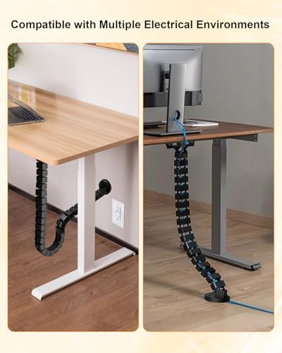 Under Desk Cable Management Spine, Magnetic Wire Organizer Black - color: Black