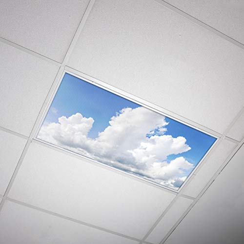 OCTO LIGHTS Cloud Fluorescent Light Covers 2x4 Backlit Film Insert - 1 Pack | ASTM E84 & UL723 Fire Safety Certified | Reduces Glare & Eye Strain | Easy Drop-In Install | Classroom Decor | Sky Panel - color: Majestic Cumulus, size: 1pk