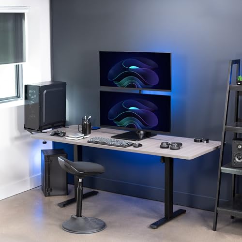 VIVO Dual Monitor Desk Stand with Tempered Glass Base, Free-Standing LCD Mount, Holds in Stacked Vertical Position 2 Ultrawide Screens up to 34 inches, Black, STAND-V002LG - size: Up to 34", style: Tempered Glass Base