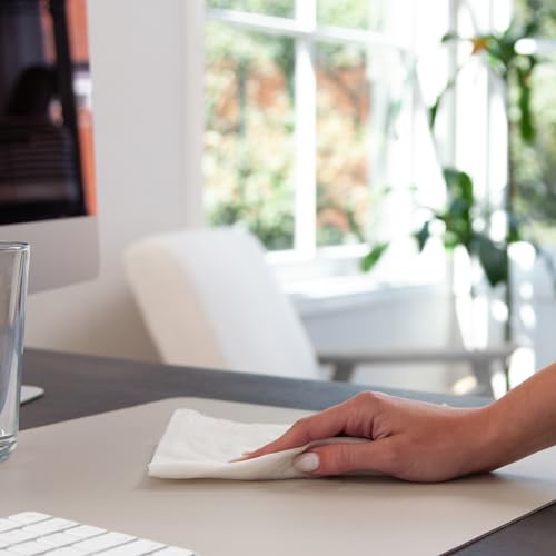 Smead Vegan Leather Desk Pad Mat, Office Desk Mat, Medium, Sandstone Beige | Waterproof desk pad protector, writing mat and desk blotter. Non-slip suede grips under a keyboard, mouse and notepad. - color: Sandstone Beige, size: 15.7" x 31.5"