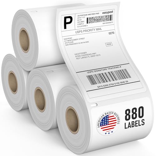 Dasher Products Thermal Shipping Labels Compatible with Dymo LabelWriter 4XL 1744907 4x6 Internet Postage Labels, Water Resistant, Strong Adhesive, Perforated, 220 per Roll, NOT for 5XL (4 Pack) - style: 4XL - 4 Rolls