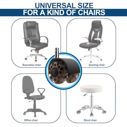 Minewill 2" Office Chair Wheels - Protection for Hardwood Floors and Carpet | Heavy Duty 2000 LBS, 360° Silent Smooth, Standard Stem 7/16″* 7/8″(11mm*22mm),Office Furniture Casters Set of 5(Brown) - color: Brown
