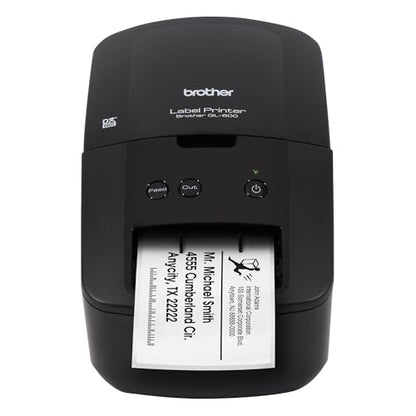Brother QL-600 Desktop Monochrome Label Printer, up to 2.4" Label Width, No Ink Required, uses Genuine DK Drop-in Rolls for Fast Labeling and Easy Integration with Microsoft Applications - size: 2.4" Label Width