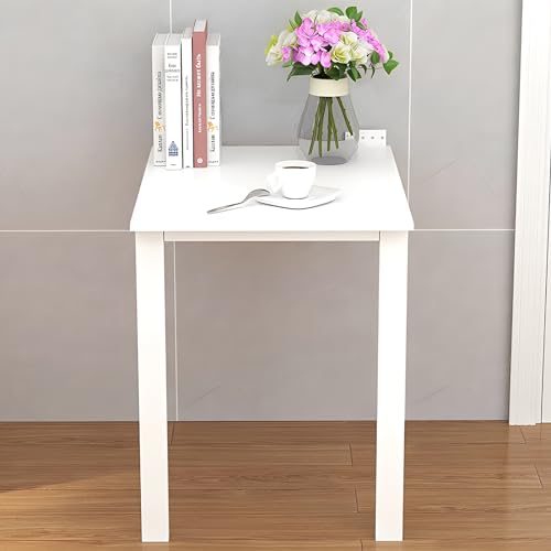 Wall Mounted Folding Table, Flip-up Dining Table Wood Drop-Leaf Desk with Support Legs, L29 x W17.7 x H29.5 Inch, Kitchen Laundry Room Restaurant Office Wall Table (White) - color: White