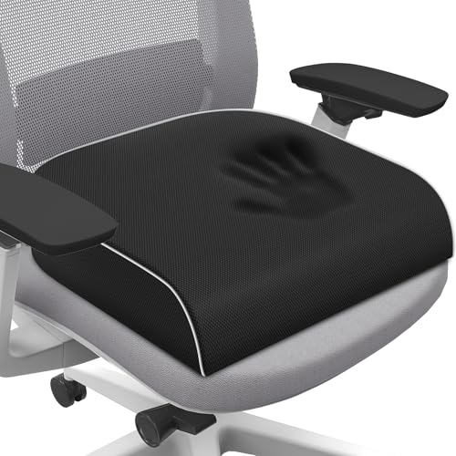 SweetSlubr Seat Cushion for Tailbone Pain Relief, Office Chair Cushion, Memory Foam Large Chair Pad with Non-Slip Cover for Soft Support at Office Chair, Car Seat, Airplane Black/XLarge - color: Black, size: X-Large