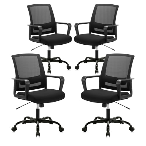 CLATINA Ergonomic Rolling Mesh Desk Chair with Executive Lumbar Support and Adjustable Swivel Design for Home Office Computer Black 4 Pack - size: 4 Pack