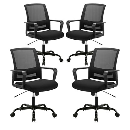 CLATINA Ergonomic Rolling Mesh Desk Chair with Executive Lumbar Support and Adjustable Swivel Design for Home Office Computer Black 4 Pack - size: 4 Pack