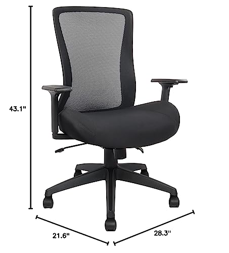 Big and Tall Home Office Desk Chair 400lb Capacity for Heavy People, Ergonomic Wide Mesh Desk Chair with Stepless Recline & Lock, 5.5" Thick Cushion, High Back, Adjustable Height & Armrests - color: Black