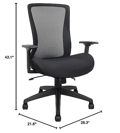 Big and Tall Home Office Desk Chair 400lb Capacity for Heavy People, Ergonomic Wide Mesh Desk Chair with Stepless Recline & Lock, 5.5" Thick Cushion, High Back, Adjustable Height & Armrests - color: Black