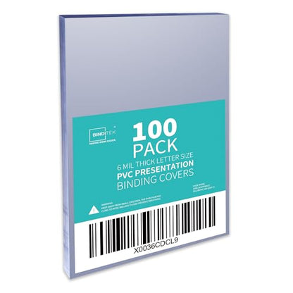 Binditek 6 Mil PVC Binding Covers, 8.5 x 11 Inches, Clear, 100 Pack | Plastic Binding Covers, 8.5" x 11" Letter Size, Clear, Square Corners, Unpunched, Ideal for Business Reports and Proposals - size: 6 Mil, style: 100P , Clear