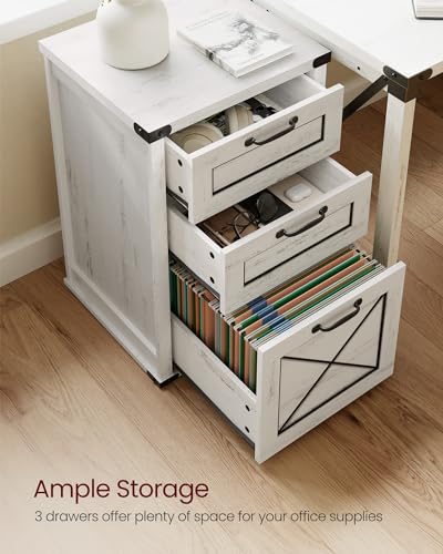VASAGLE File Cabinet, Filing Cabinet with 3 Drawers, Printer Stand, Fit A4, Letter Size, Hanging File Folders, Modern Farmhouse Style, for Home Office, Rustic White UOFC054T73 - color: Rustic White, style: 3 Drawers