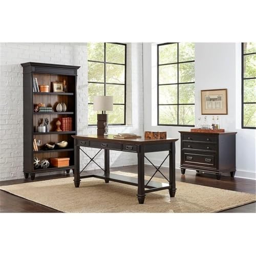 BOWERY HILL 3 Drawers 31" Lateral Black Wood Filing Cabinet Pre-Assembled Stationary Legal/Letter Size for Home, Office - color: Black