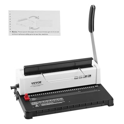 VEVOR Coil Spiral Binding Machine, Manual Book Maker 34-Holes Binding 120 Sheets, Punch Binder Adjustable 3/16" - 9/16" Coil Binding Spines, for Letter Size, A4, A5 - style: Wire Binding