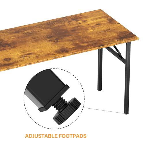 DlandHome 47 Inch Folding Computer Desk, Fully Assembled, Retro - color: Retro, size: 47 Inches