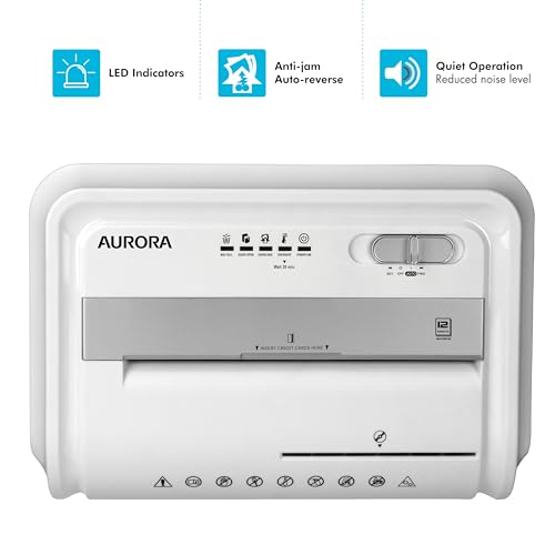 Aurora Anti-Jam 12-Sheet Cross-Cut Paper/CD and Credit Card Shredder with 4 Gallon Pullout Basket/Security Level P-4 - style: 12-Sheet Cross-Cut