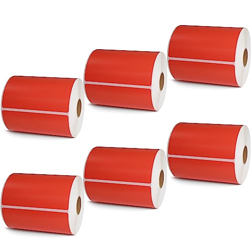 BETCKEY - 4" x 6.5" (102 mm x 165 mm) Thermal Labels, [6 Roll/Red] - color: Red, size: 4 in x 6.5 in