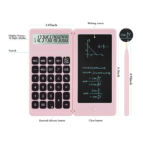 Desk Calculator, Desktop Small Calculators with Writing Notepad, Basic 4-Function Math Large Button Calculator, School Supplies, Middle/High School Students (Pink) - color: pink