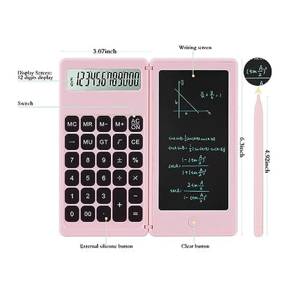 Desk Calculator, Desktop Small Calculators with Writing Notepad, Basic 4-Function Math Large Button Calculator, School Supplies, Middle/High School Students (Pink) - color: pink