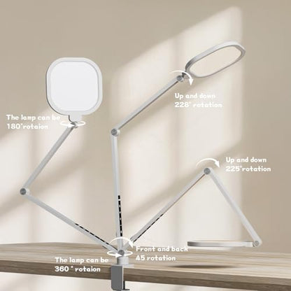 LED Desk Lamp for Home Office with C- Clamp | Swing Arm, Memory, Timer, 30 Dimmable Modes, Computer Light for Video Calls, Zoom Meeting, Conference, Streaming, Podcasting - color: White