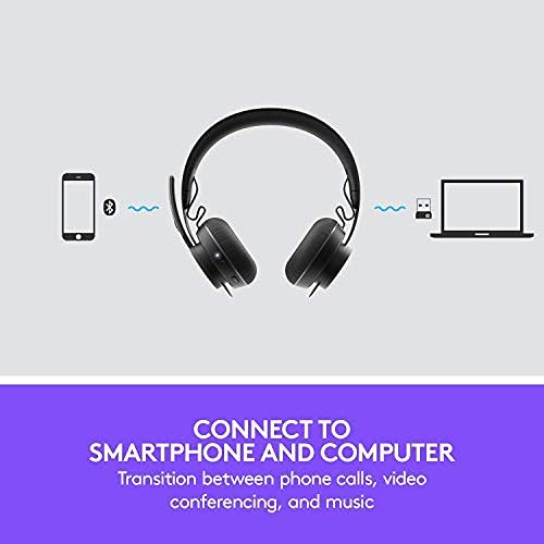 Logitech Zone Wireless Certified Microsoft Teams Bluetooth Headset | Active noise cancellation, Qi charging, Teams and Zoom certified, leatherette ear pads