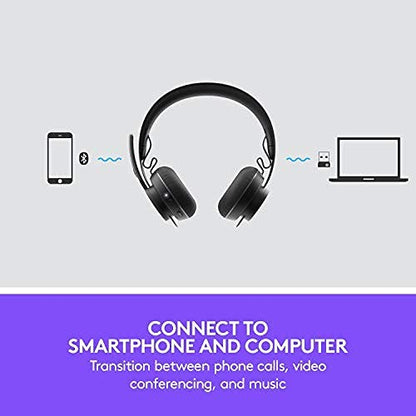 Logitech Zone Wireless Certified Microsoft Teams Bluetooth Headset | Active noise cancellation, Qi charging, Teams and Zoom certified, leatherette ear pads