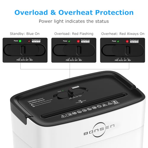 BONSEN 8-Sheet Cross Cut Paper Shredder for Home, P-4 Security Level, White - color: White, size: 8-Sheet Cross Cut