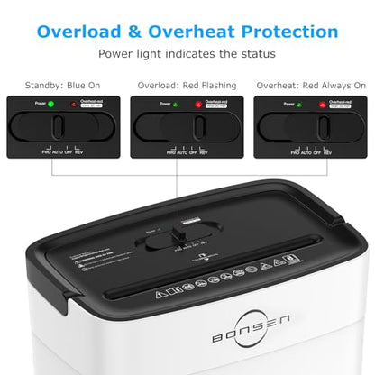 BONSEN 8-Sheet Cross Cut Paper Shredder for Home, P-4 Security Level, White - color: White, size: 8-Sheet Cross Cut