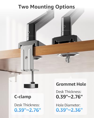 MOUNTUP Laptop Stand for Desk, 2-in-1 Monitor Mount with Laptop Tray Holds 2.2-22lbs, Adjustable Laptops Arm Mount for Max 17" Notebook & 32" Monitor, Laptops Desk Arm with Clamp/Grommet - size: Single, style: Without Pole