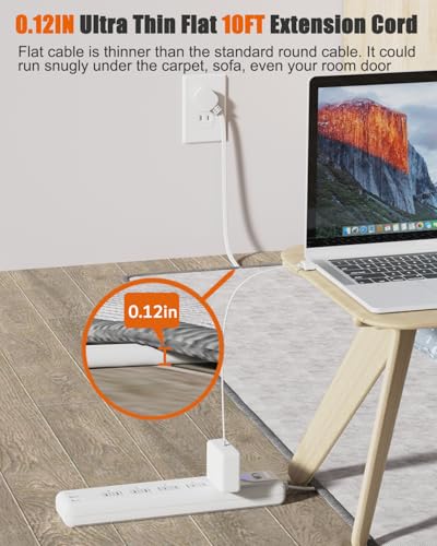 2 Prong Power Strip, WRXDMC 2 Prong to 3 Prong Outlet Adapter, 10ft Cord | Polarized Plug, 1680J Two Prong Surge Protector, 5 AC Outlets & 3 USB, Wall Mountable, Ideal for Non-Grounded Outlets - size: 10 Ft