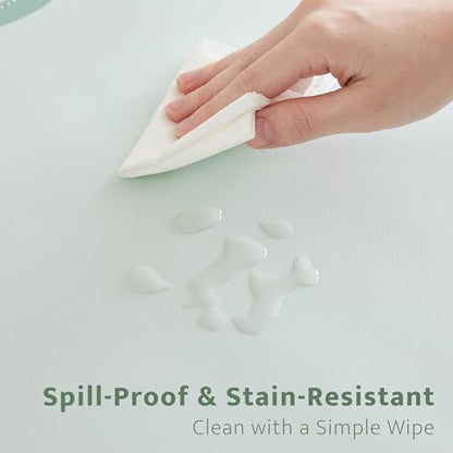 Scalloped Desk Mat, 31.5" x 15.7", PU Leather, Waterproof Anti-Slip, Cute Aesthetic Desk Pad for Office/Home/Game/Vanity (Sage, 31.5" x 15.7") - color: Sage