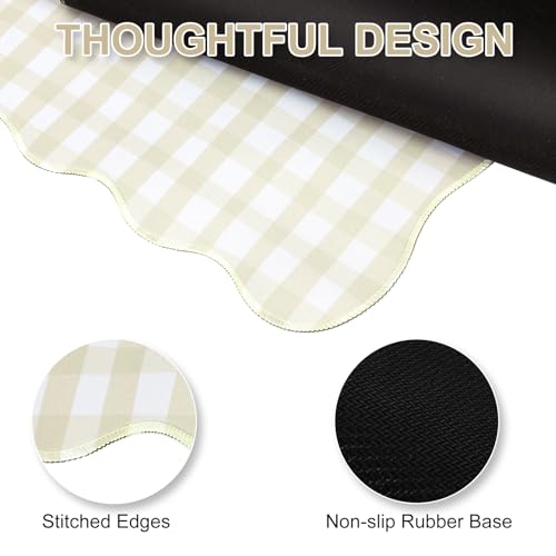 L-SPOUTTO Beige Striped Mouse Pad,Scalloped Desk Mat XXL Large Geometric Gaming Mousepad,35.4x15.7in Non-Slip Rubber Base Keyboard Pad Waterproof Desktop Mat for Laptop Computer Game Home Office - color: Beige Striped
