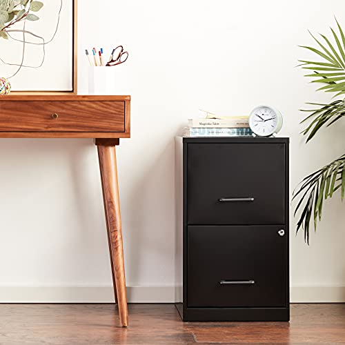 NuSparc 2 Drawer Locking Filing Cabinet | Pre-Assembled Steel Construction | Space-Saving Design is Perfect for Home and Small Office | Letter-Size | Assembled in North America - color: Black
