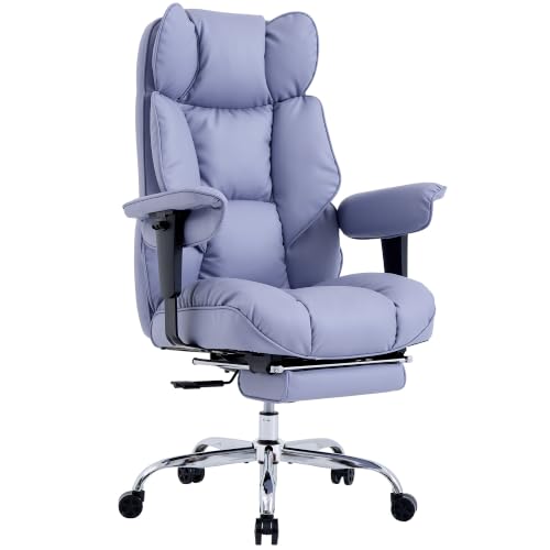 Efomao Executive Office Chair 400lbs,Purple Big and Tall Desk Chair | Mattress-grade pocket spring cushion, sleek leather, 135° recline & footrest for computer gaming setup. - color: 3084p-purple
