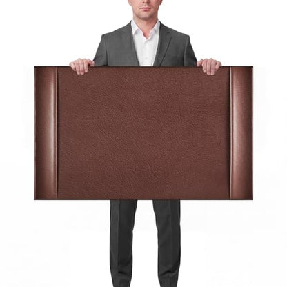 30 x 18 Inch Leather Desk Pad with Side Rails Mat, Brown - color: Brown, size: 18" x 30"