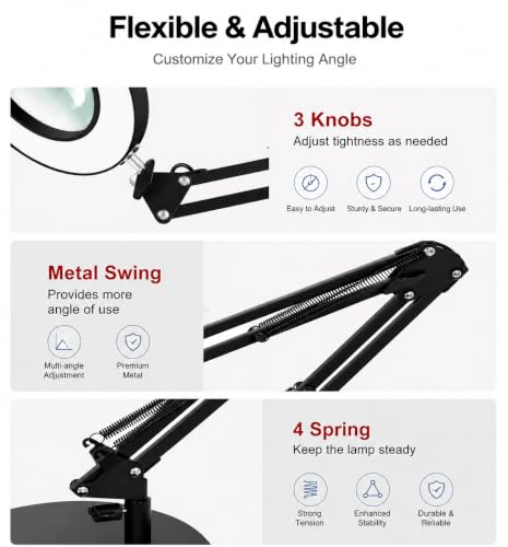 2-in-1 12X Magnifying Lamp with Light, Clamp Desk Magnifier LED