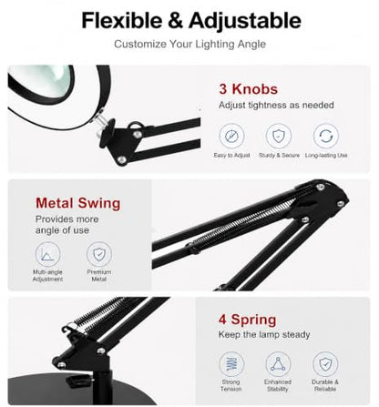 2-in-1 12X Magnifying Lamp with Light, Clamp Desk Magnifier LED