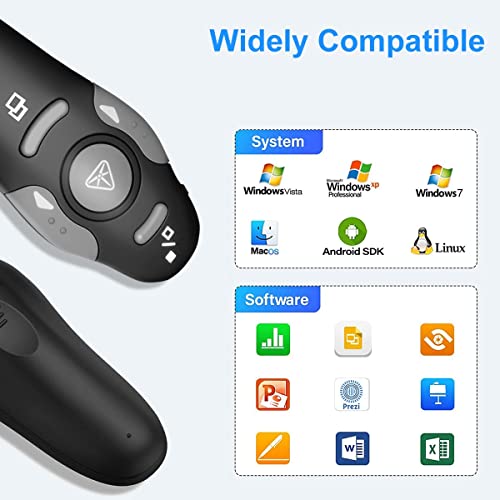 (2 Units) Wireless Presentation Clicker for PowerPoint, Wireless Presenter Remote with Laser Pointer Slide Clickers for Mac/Windows/Linux, Computer/Laptop, Google Slide/PPT/Keynote - style: 2 Units