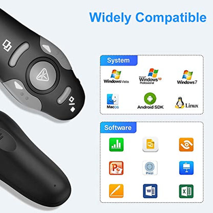 (4 Units) Wireless Presentation Clicker for PowerPoint, Wireless Presenter Remote with Laser Pointer Slide Clickers for Mac/Windows/Linux, Computer/Laptop, Google Slide/PPT/Keynote - style: 4 Units