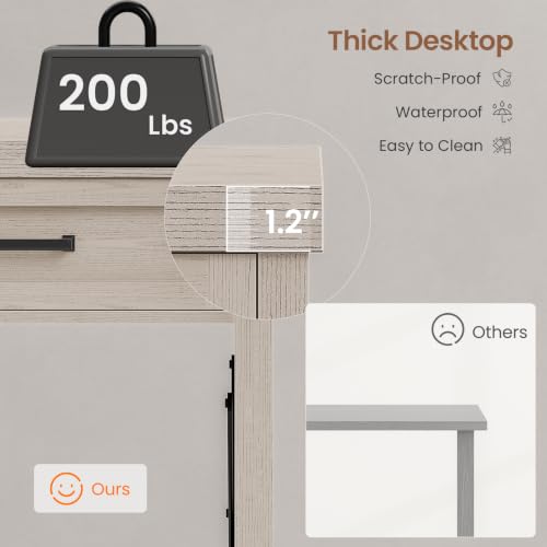 SEDETA 40" Farmhouse Small Desk with Drawers for Small Space,Mahogany Grey - color: Mahogany Grey