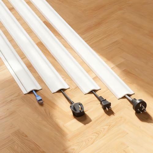 Floor Cable Cover Wire Management Raceway, Cord Protector for Floor Wires, Anti-Trip Cable Organizer for Home Office & Gaming Setup, Easy-Install Wire Hider for Electrical Cords
