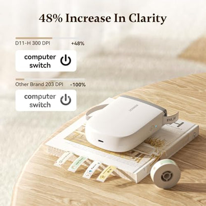 NIIMBOT D11 Upgraded Version 300 DPI Label Maker with Tape, White - color: White, style: Label Machine with 1 Label Tape