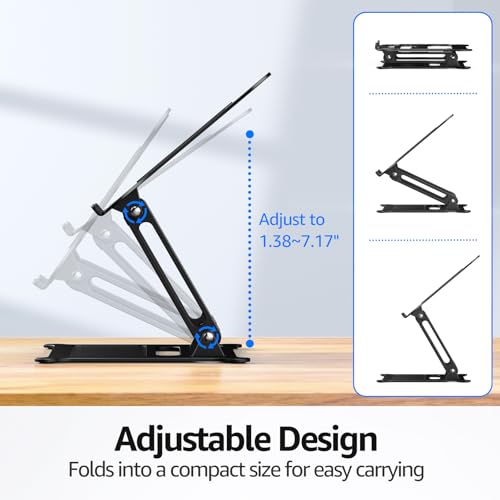 Urmust Adjustable Laptop Stand for Desk, 10-15.6“ Laptop Riser, Black - color: A-Black