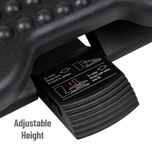 Mind Reader Foot Rest, Under Desk at Work, Ergonomic, Height Adjustable, Office, Plastic, 17" L x 13" W x 6.25" H, Black (Pack of 5) - size: Single (Pack of 5)